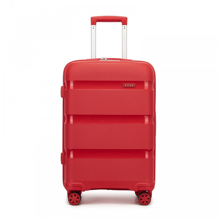 PP Hard Shell Suitcase – 24-Inch – Checked Luggage with TSA Lock and 360° Spinner Silent Wheels – Red