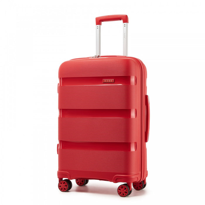 PP Hard Shell Suitcase – 24-Inch – Checked Luggage with TSA Lock and 360° Spinner Silent Wheels – Red
