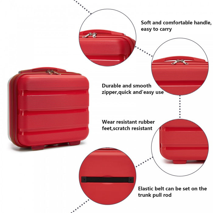4-Piece PP Hard Shell Luggage Set – Travel Suitcases with TSA Lock, 360° Spinner Wheels with Vanity Case – Red