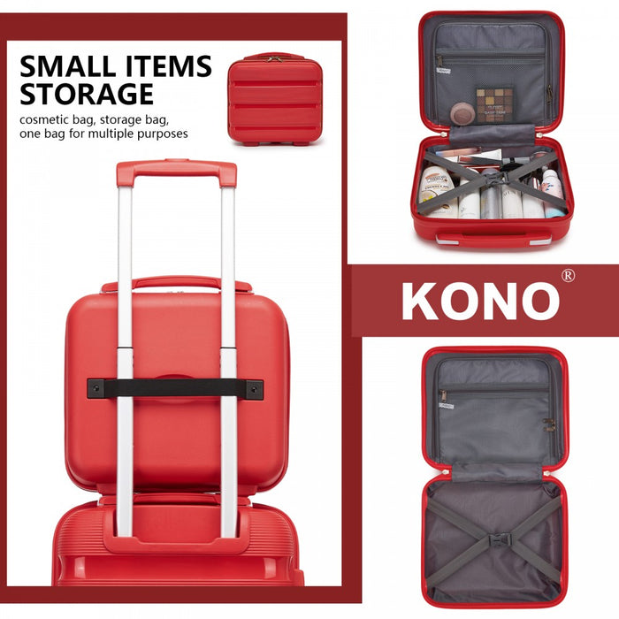 4-Piece PP Hard Shell Luggage Set – Travel Suitcases with TSA Lock, 360° Spinner Wheels with Vanity Case – Red