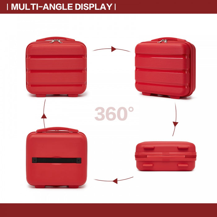 4-Piece PP Hard Shell Luggage Set – Travel Suitcases with TSA Lock, 360° Spinner Wheels with Vanity Case – Red