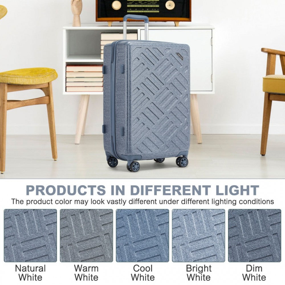 Geometric Pattern ABS+PC Hard Shell Cabin Carry-On Suitcase with TSA Lock – 20-Inch – KSS2495 – Denim Blue