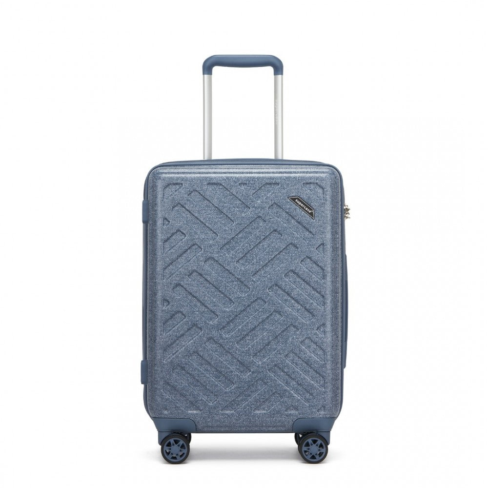 Geometric Pattern ABS+PC Hard Shell Cabin Carry-On Suitcase with TSA Lock – 20-Inch – KSS2495 – Denim Blue
