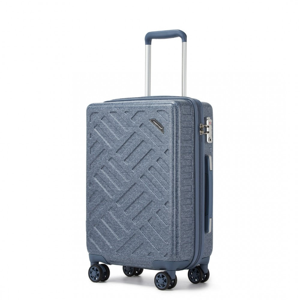 Geometric Pattern ABS+PC Hard Shell Cabin Carry-On Suitcase with TSA Lock – 20-Inch – KSS2495 – Denim Blue
