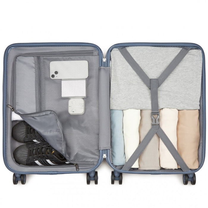 Geometric Pattern ABS+PC Hard Shell Cabin Carry-On Suitcase with TSA Lock – 20-Inch – KSS2495 – Denim Blue