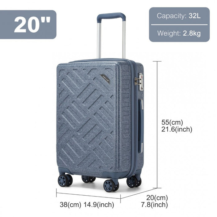 Geometric Pattern ABS+PC Hard Shell Cabin Carry-On Suitcase with TSA Lock – 20-Inch – KSS2495 – Denim Blue