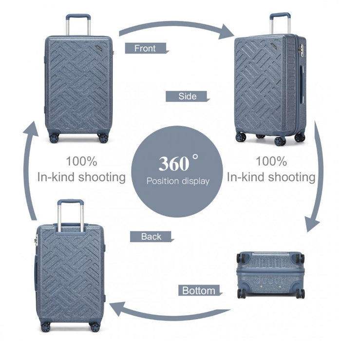 Geometric Pattern ABS+PC Hard Shell Cabin Carry-On Suitcase with TSA Lock – 20-Inch – KSS2495 – Denim Blue