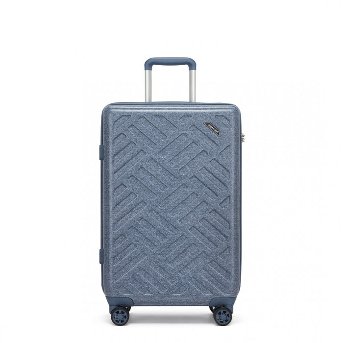 Geometric Pattern ABS+PC Hard Shell Check-In Suitcase with TSA Lock – 24-Inch – Denim Blue