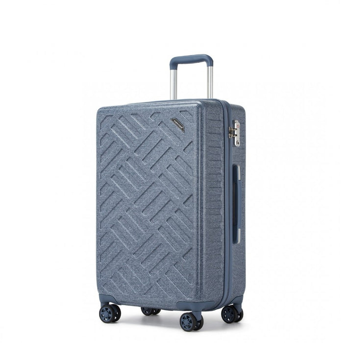 Geometric Pattern ABS+PC Hard Shell Check-In Suitcase with TSA Lock – 24-Inch – Denim Blue