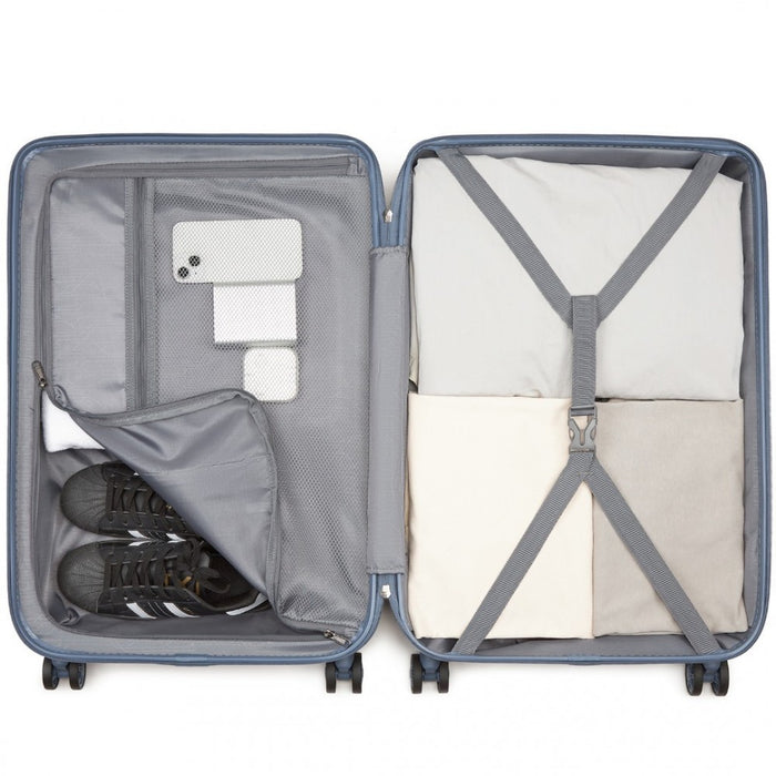 Geometric Pattern ABS+PC Hard Shell Check-In Suitcase with TSA Lock – 24-Inch – Denim Blue