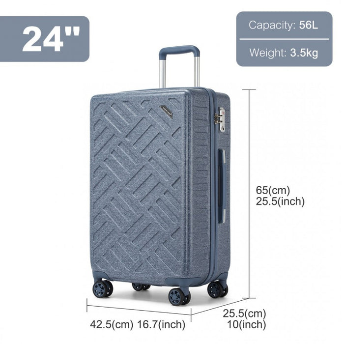 Geometric Pattern ABS+PC Hard Shell Check-In Suitcase with TSA Lock – 24-Inch – Denim Blue