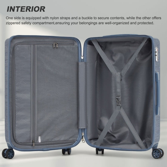 Geometric Pattern ABS+PC Hard Shell Check-In Suitcase with TSA Lock – 24-Inch – Denim Blue
