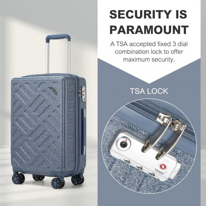 Geometric Pattern ABS+PC Hard Shell Check-In Suitcase with TSA Lock – 24-Inch – Denim Blue