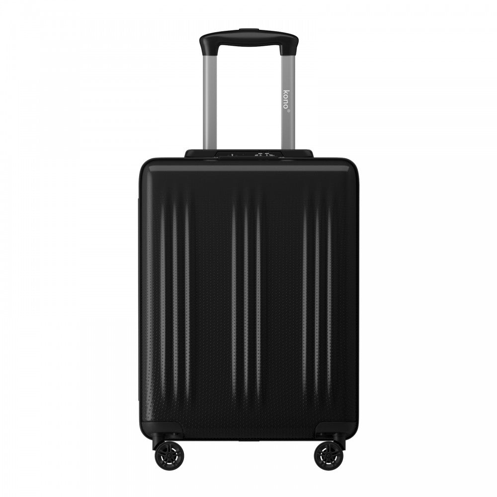 ABS+PC Hard Shell Cabin Suitcase with Smooth 360° Silent Spinner Wheels – 20-Inch – Black
