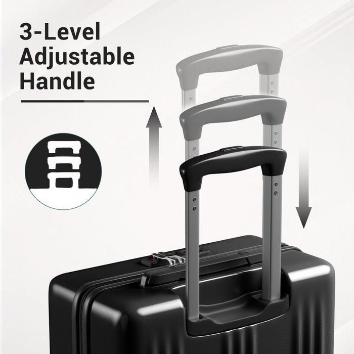ABS+PC Hard Shell Cabin Suitcase with Smooth 360° Silent Spinner Wheels – 20-Inch – Black