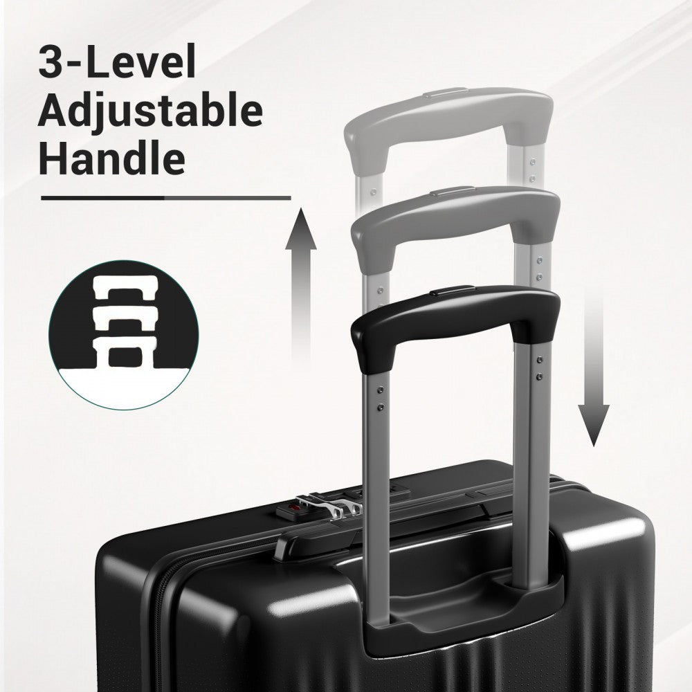 3-Piece ABS+PC Hard Shell Luggage Set with TSA Lock and 360° Silent Spinner Wheels – Black