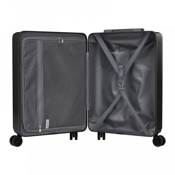 ABS+PC Hard Shell Cabin Suitcase with Smooth 360° Silent Spinner Wheels – 20-Inch – Black