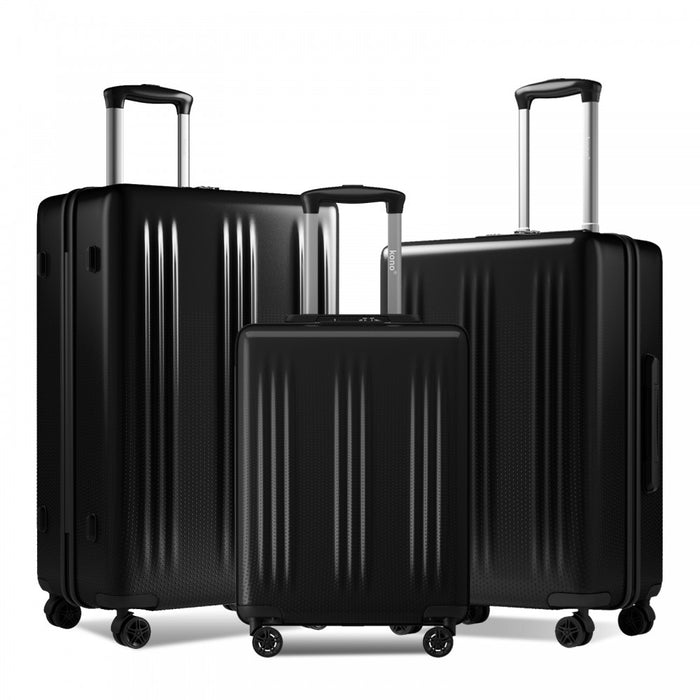3-Piece ABS+PC Hard Shell Luggage Set with TSA Lock and 360° Silent Spinner Wheels – Black