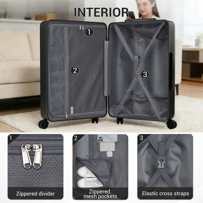 ABS+PC Hard Shell Large Travel Suitcase with TSA Lock – 28-Inch – Black