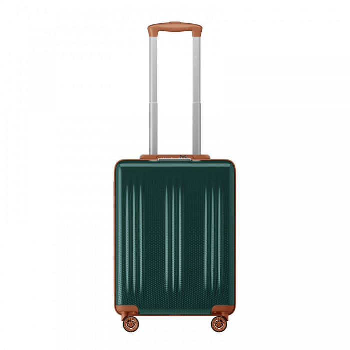 ABS+PC Hard Shell Cabin Suitcase with Smooth 360° Silent Spinner Wheels – 20-Inch – Green and Brown