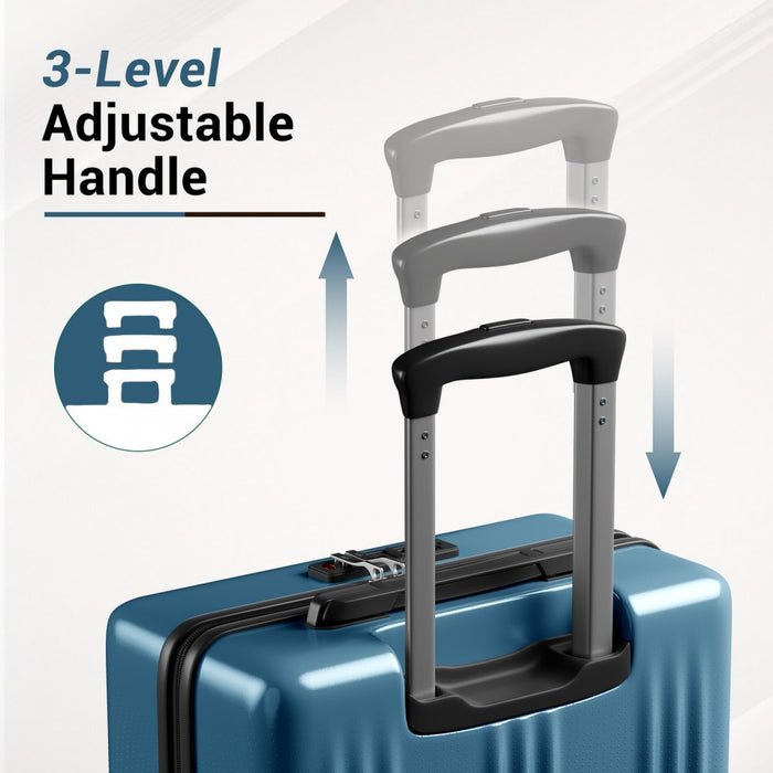 ABS+PC Hard Shell Medium Check-In Luggage with 360° Silent Spinner Wheels – 24-Inch – Navy
