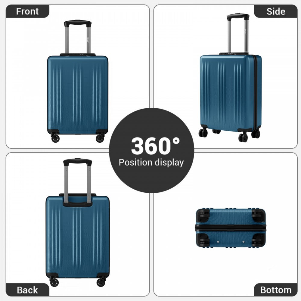 ABS+PC Hard Shell Cabin Suitcase with Smooth 360° Silent Spinner Wheels – 20-Inch – Navy