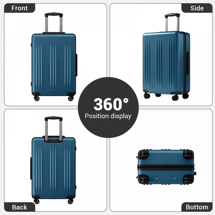 3-Piece ABS+PC Hard Shell Luggage Set with TSA Lock and 360° Silent Spinner Wheels – Navy