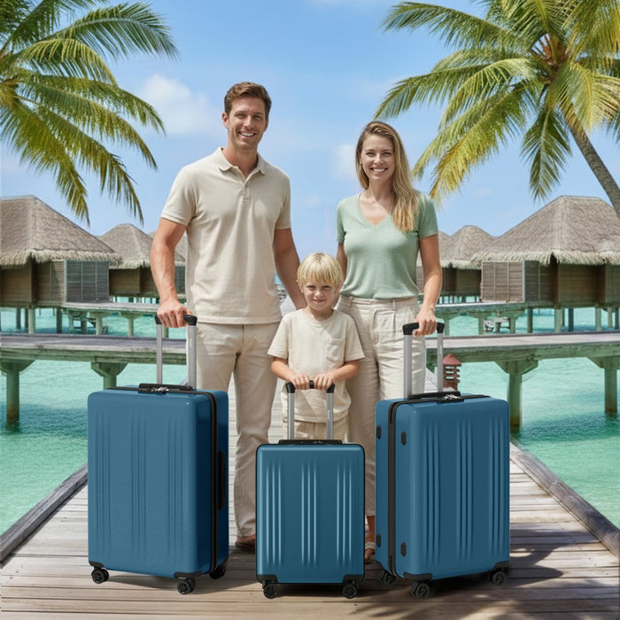 3-Piece ABS+PC Hard Shell Luggage Set with TSA Lock and 360° Silent Spinner Wheels – Navy