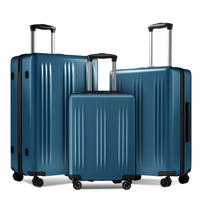 3-Piece ABS+PC Hard Shell Luggage Set with TSA Lock and 360° Silent Spinner Wheels – Navy