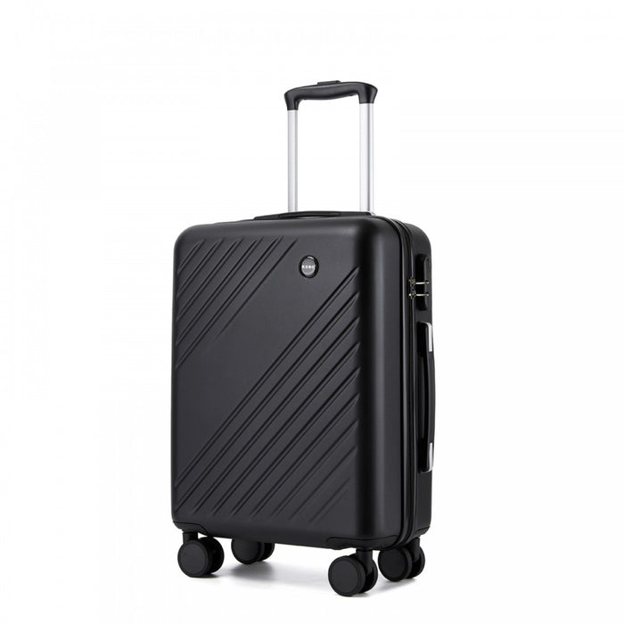 ABS+PC Hard Shell Diagonal Stripe Carry-On Luggage with Organised Interior – 20-Inch – Black