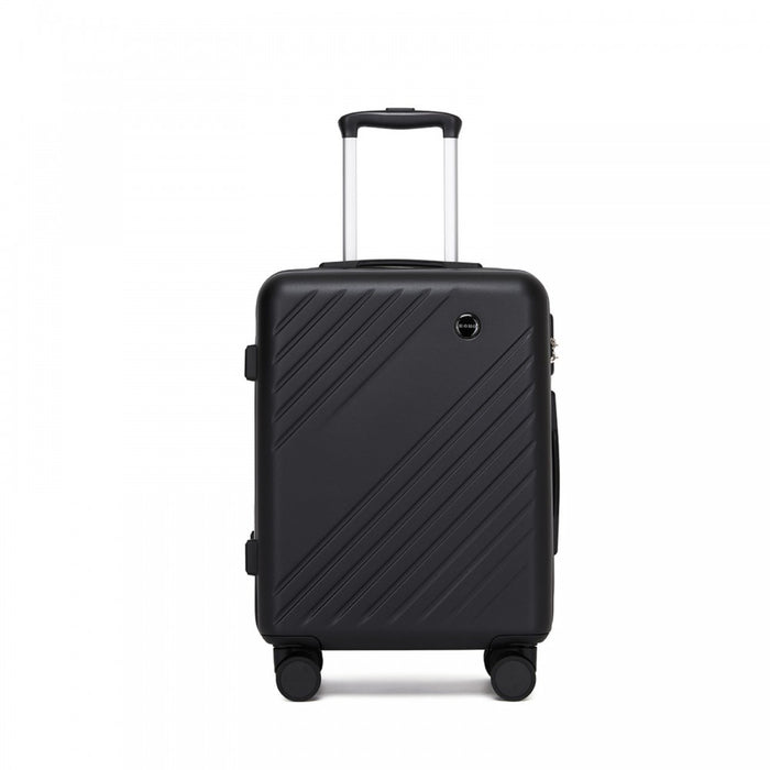 ABS+PC Hard Shell Diagonal Stripe Carry-On Luggage with Organised Interior – 20-Inch – Black