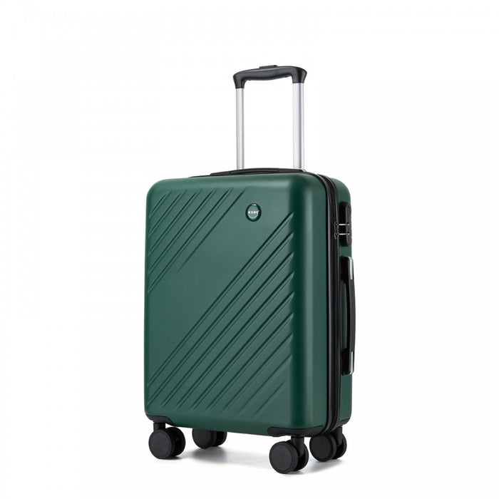 ABS+PC Hard Shell Diagonal Stripe Carry-On Luggage with Organised Interior – 20-Inch – Green
