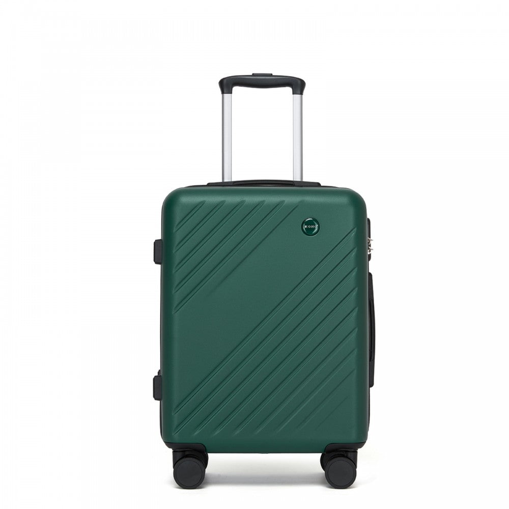 ABS+PC Hard Shell Diagonal Stripe Carry-On Luggage with Organised Interior – 20-Inch – Green