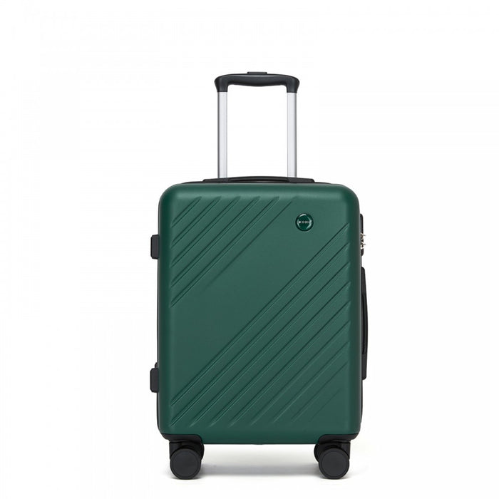 ABS+PC Hard Shell Diagonal Stripe Carry-On Luggage with Organised Interior – 20-Inch – Green