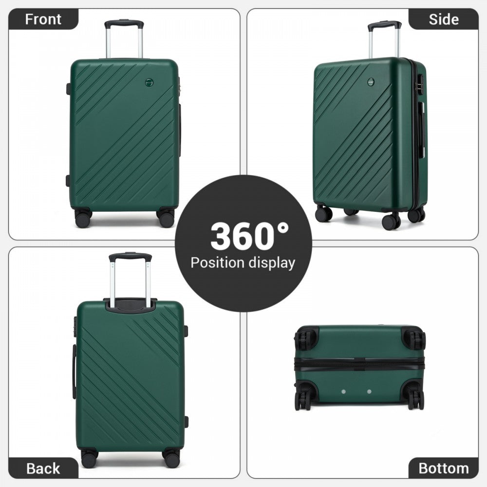 ABS+PC Hard Shell Diagonal Stripe Carry-On Luggage with Organised Interior – 20-Inch – Green