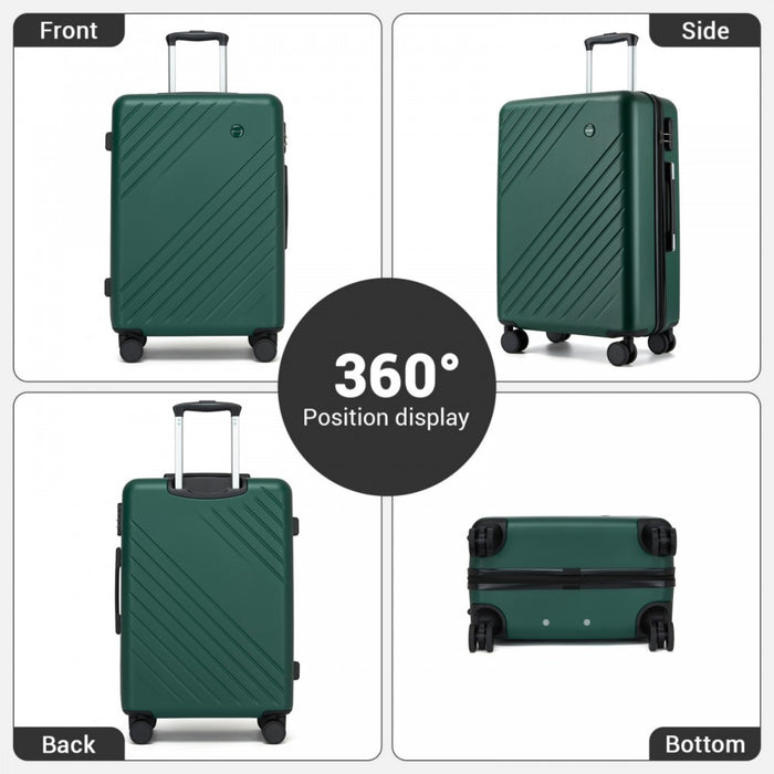 3-Piece ABS+PC Hard Shell Luggage Set with Diagonal Strap, Complete Travel Solution – 20/24/28-Inch – Green