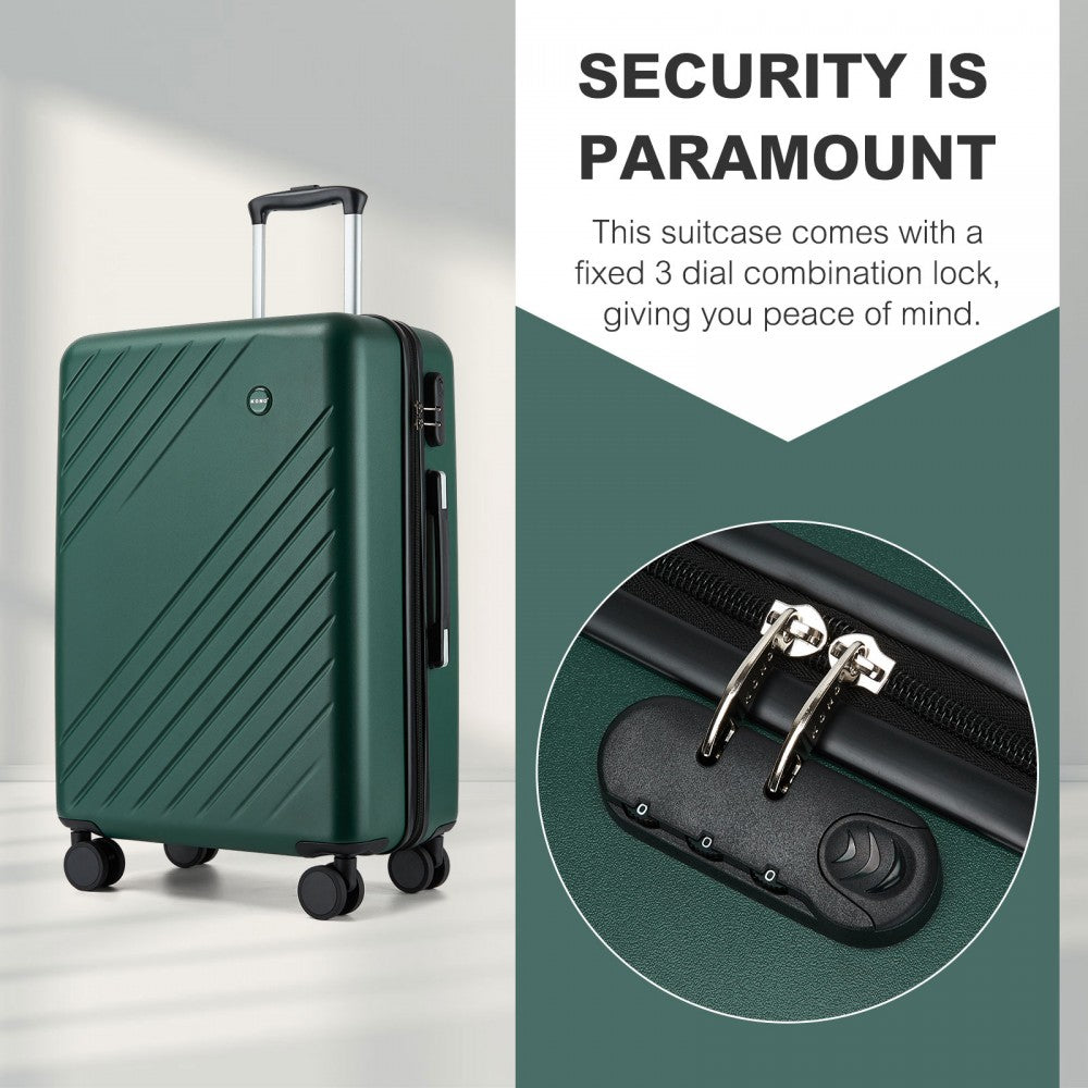 ABS+PC Hard Shell Diagonal Stripe Carry-On Luggage with Organised Interior – 20-Inch – Green