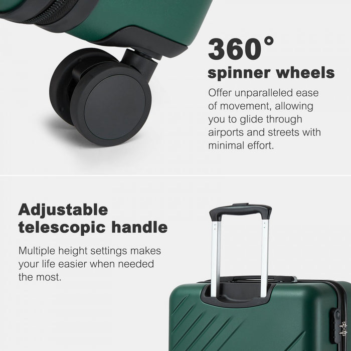 3-Piece ABS+PC Hard Shell Luggage Set with Diagonal Strap, Complete Travel Solution – 20/24/28-Inch – Green