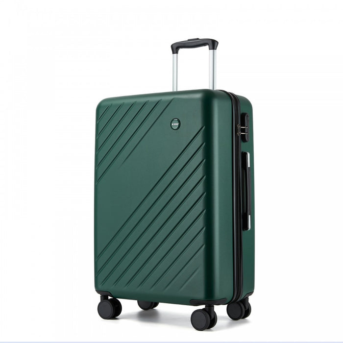 Medium ABS+PC Hard Shell Modern Diagonal Stripe Checked Luggage – 24-Inch – Green