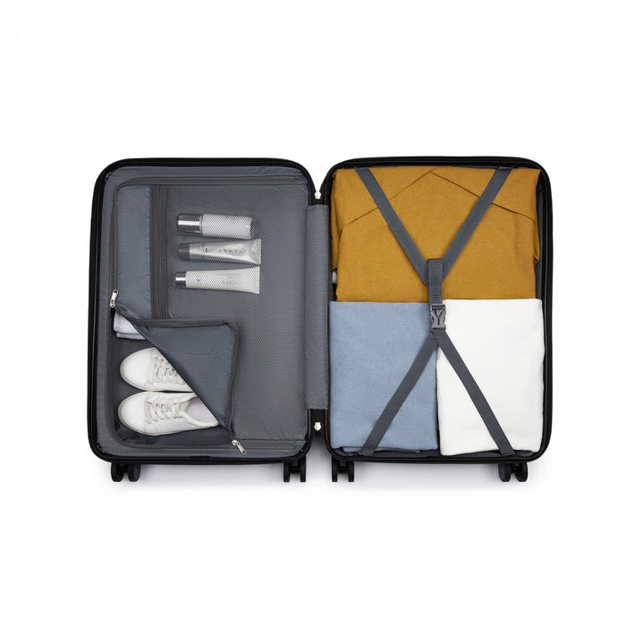 Medium ABS+PC Hard Shell Modern Diagonal Stripe Checked Luggage – 24-Inch – Green