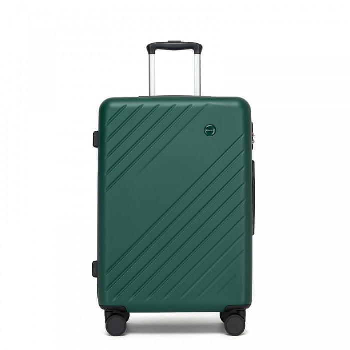 Medium ABS+PC Hard Shell Modern Diagonal Stripe Checked Luggage – 24-Inch – Green