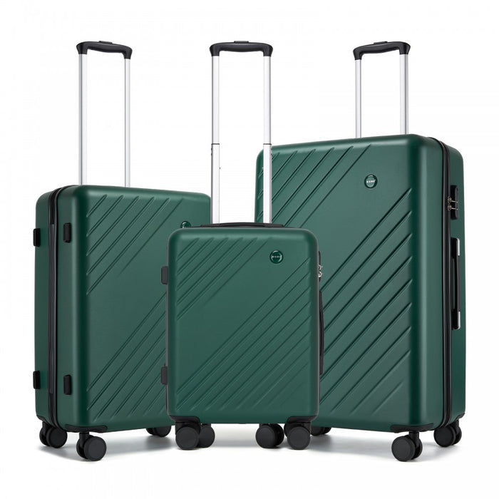 3-Piece ABS+PC Hard Shell Luggage Set with Diagonal Strap, Complete Travel Solution – 20/24/28-Inch – Green