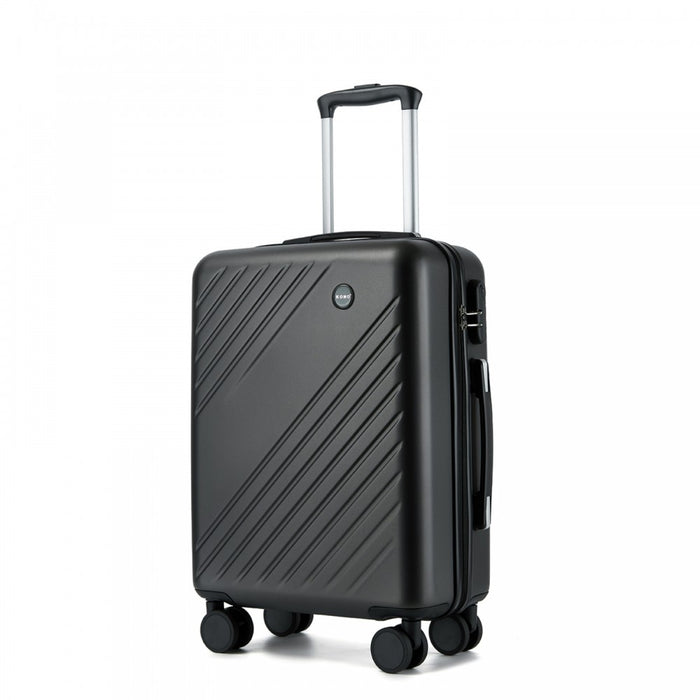 ABS+PC Hard Shell Diagonal Stripe Carry-On Luggage with Organised Interior – 20-Inch – Grey