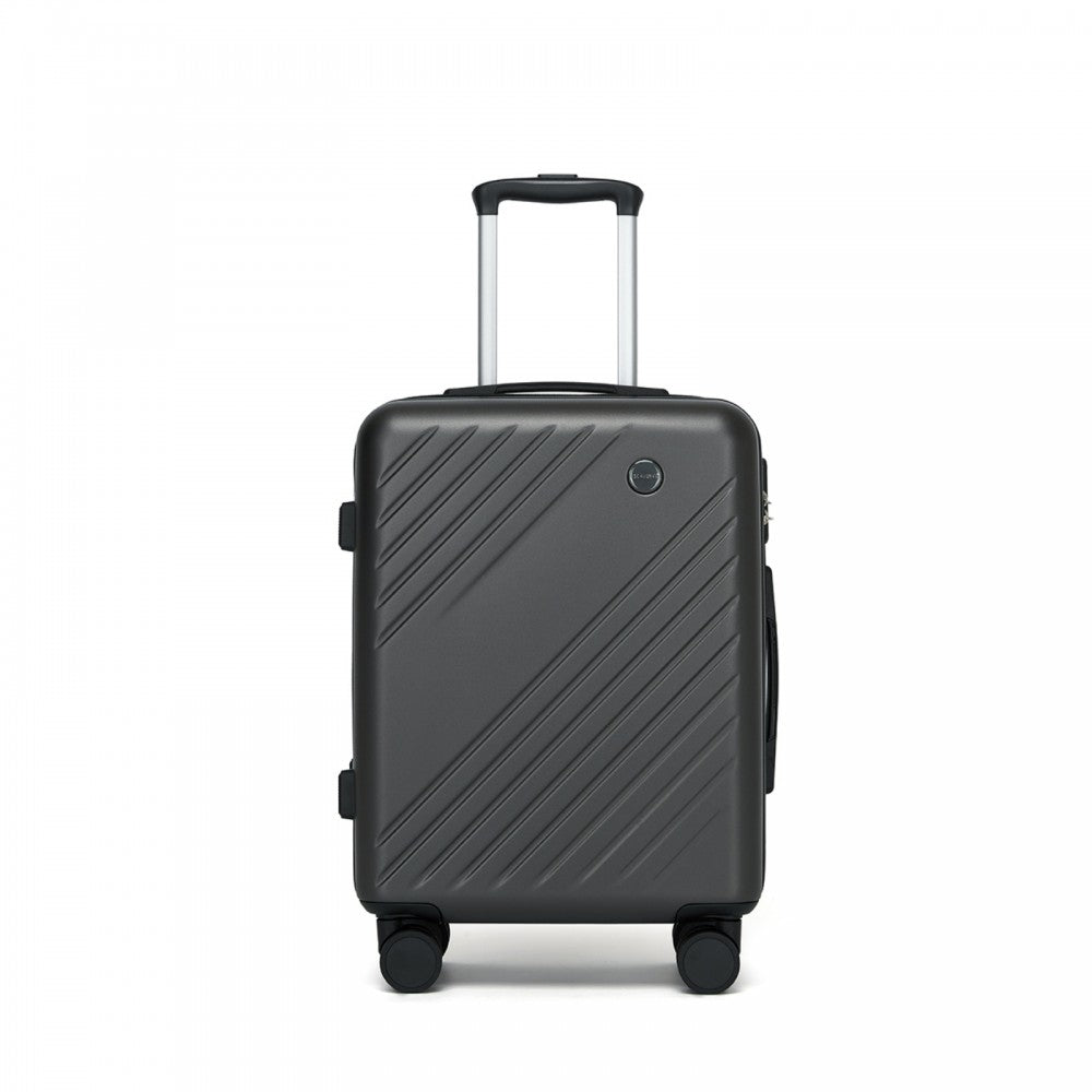 ABS+PC Hard Shell Diagonal Stripe Carry-On Luggage with Organised Interior – 20-Inch – Grey