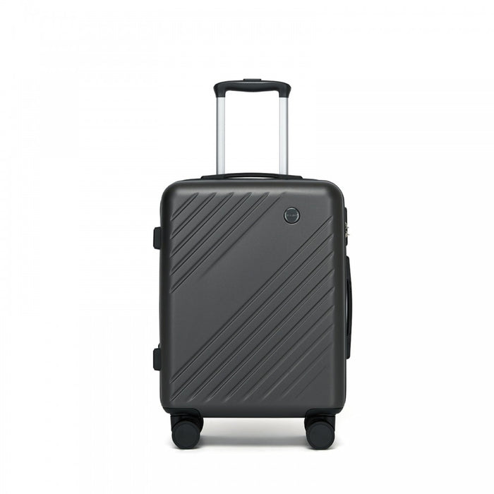 ABS+PC Hard Shell Diagonal Stripe Carry-On Luggage with Organised Interior – 20-Inch – Grey