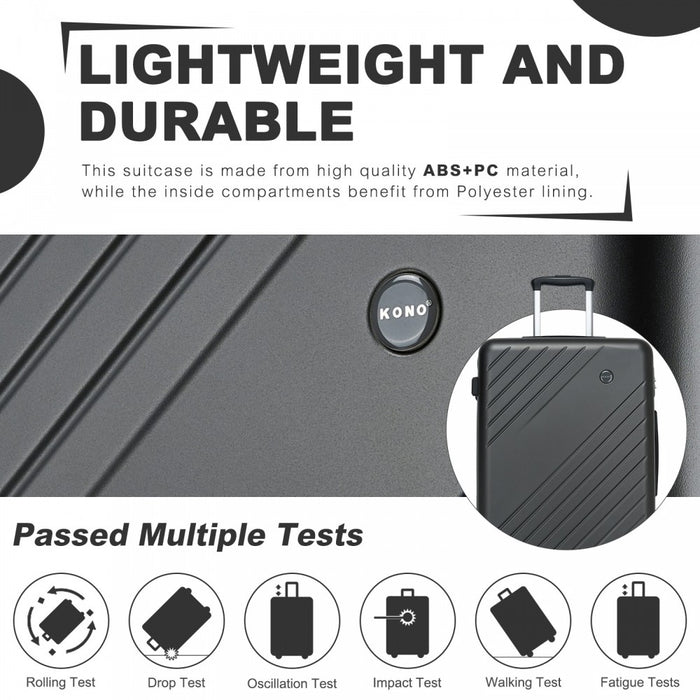 3-Piece ABS+PC Hard Shell Luggage Set with Diagonal Strap, Complete Travel Solution – 20/24/28-Inch – Grey