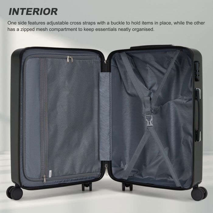 3-Piece ABS+PC Hard Shell Luggage Set with Diagonal Strap, Complete Travel Solution – 20/24/28-Inch – Grey