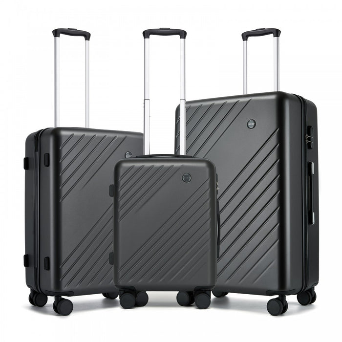 3-Piece ABS+PC Hard Shell Luggage Set with Diagonal Strap, Complete Travel Solution – 20/24/28-Inch – Grey
