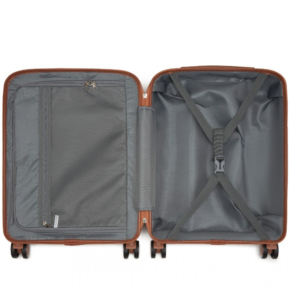 PP Modern Scratch-Resistant Cabin Suitcase with Brown Accents – 20-Inch – Black and Brown