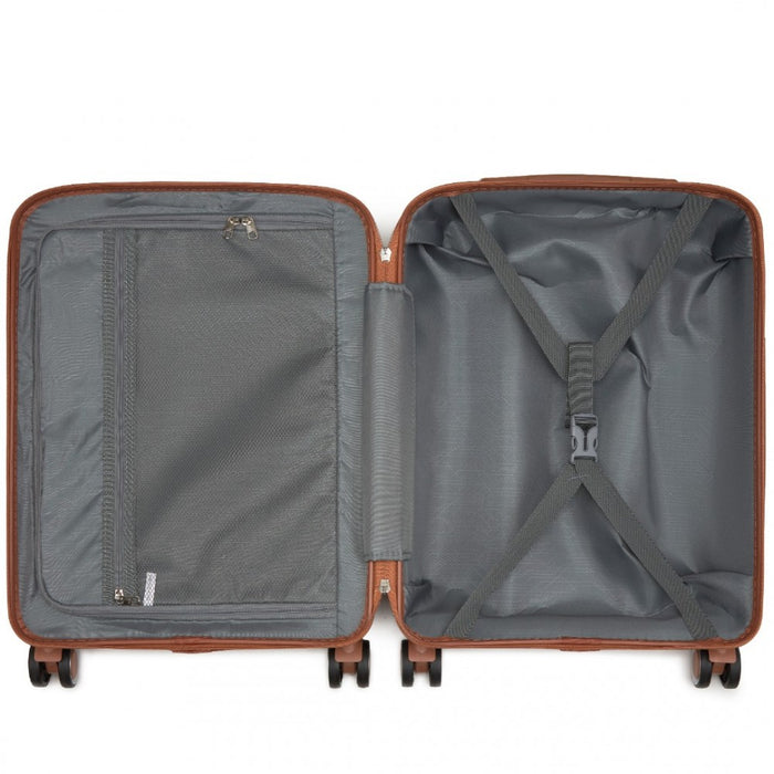 PP Modern Scratch-Resistant Cabin Suitcase with Brown Accents – 20-Inch – Black and Brown